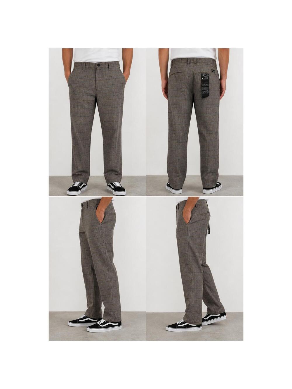 Volcom Men's Classic Fit Plaid Pattern Casual Trousers with Belt Loops Size 34